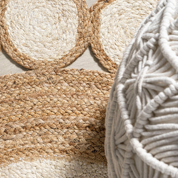 Skye Two-tone Jute Circle Border Area Rug